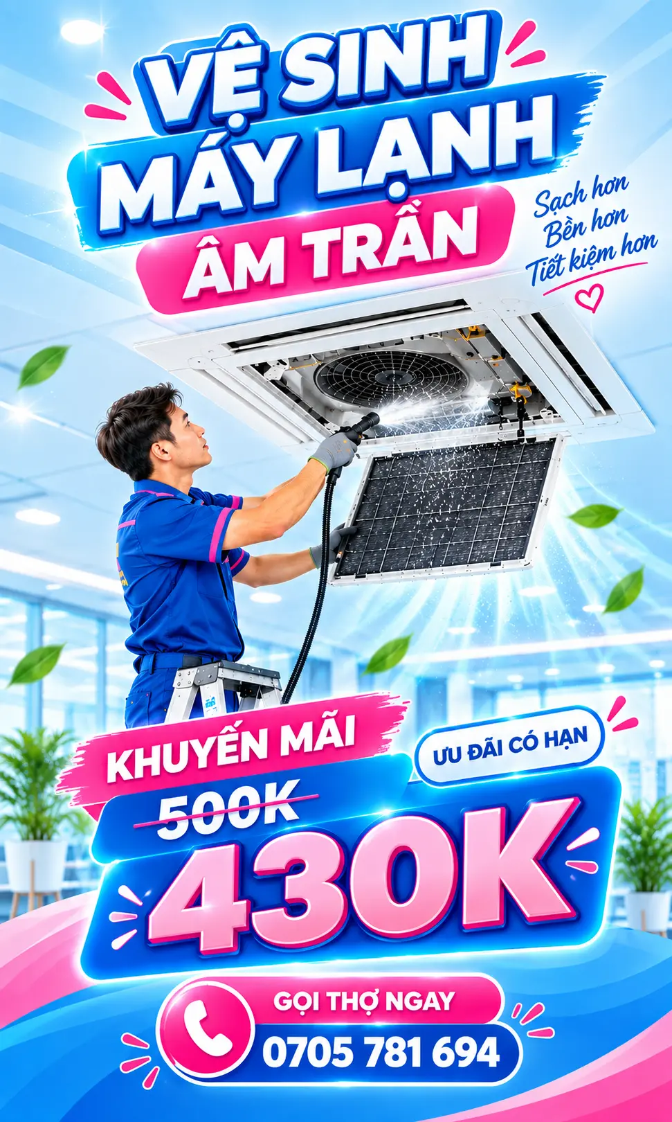 Bảng giá vệ sinh máy lạnh âm trần